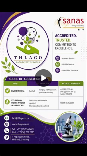 #thlago #laboratoryservices #sanas #occupationalhygiene #environmentalmonitoring #dustfallout #niosh #sans1137 #healthandsafety #mining #industrialsafety | Meshack Mthombeni