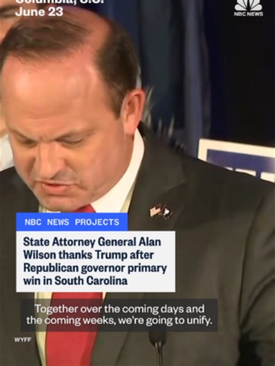 State Attorney General Alan Wilson thanks President Trump after Republican governor primary win in South Carolina.