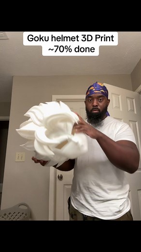 Goku helmet 3D print progress — 70% complete cosplay build