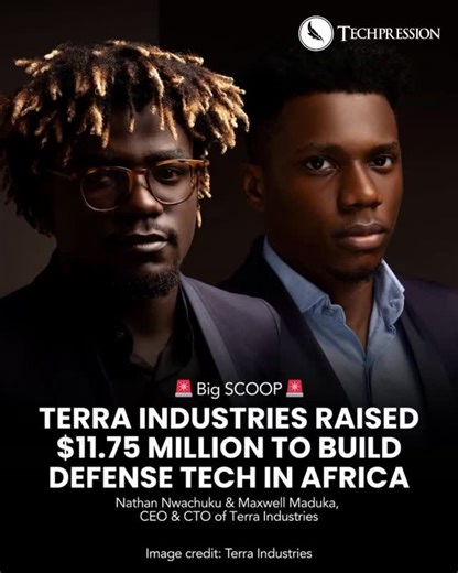 Africa’s defense tech future just got a major boost. Founded in 2024 and headquartered in Abuja, Terra Industries (@terrahaptix) has raised $11.75M in seed funding led by U.S. VC firm 8VC, founded by Palantir co-founder Joe Lonsdale. The company builds autonomous security systems, drones, ground vehicles, and AI-powered sentry towers, designed specifically for Africa’s terrain and security needs. Terra already secures $11B in assets across the continent and operates Africa’s largest drone factor