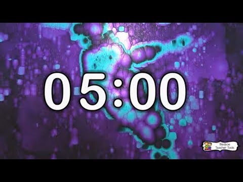 5 Minute Timer ⏱️ | Background Music | Calm Aqua & Purple Visual Countdown