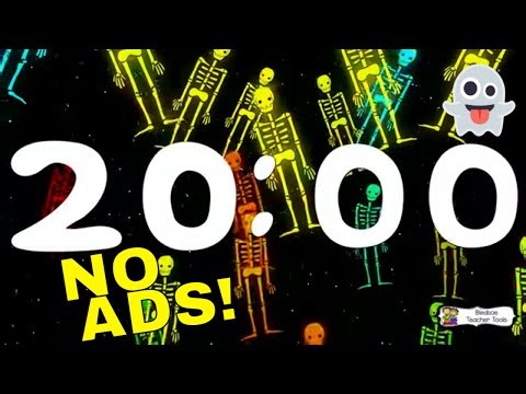 20 Minute Floating Skeleton Timer | Colorful Halloween Classroom Countdown (No Ads)