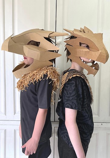 DIY CARDBOARD DRAGON HEAD COSTUME