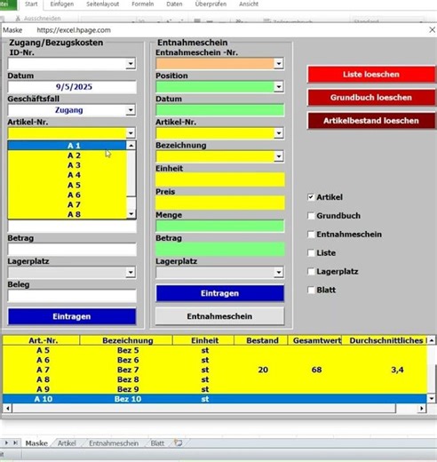 Create a warehouse management system for 50,000 items and 50,000 storage locations in Excel VBA.