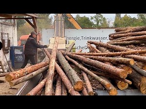 Heavy Log Pile Chaos – Wood Chip Line Overloaded.