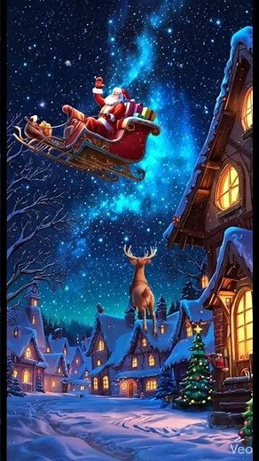 Santa’s Magical Night Ride ✨🎅 | Cozy Christmas 4K Wallpaper Short #christmas #cozynights