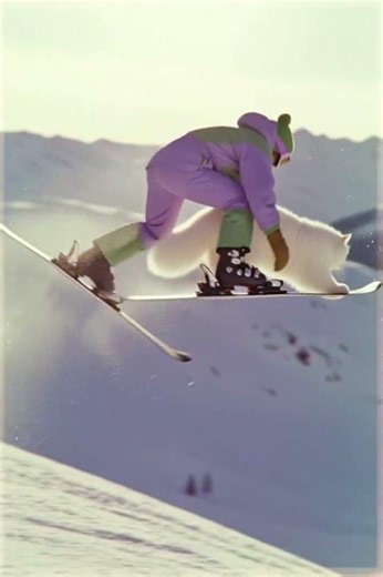 Skier's Unexpected Companion: Cat Joins Mid-Slope Adventure