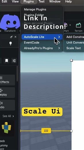 Scale UI In Roblox Studio #roblox #robloxstudio #discord