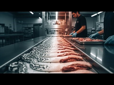 Inside the Modern Python Meat Factory – (Full Process) How Exotic Meat Is Made