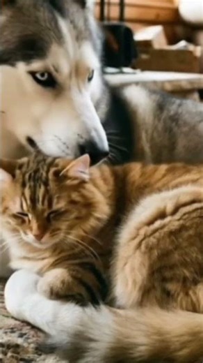 Husky and cats together? #husky #huskylife #huskyandcats