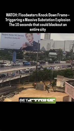 BoomBlastExplosion on Instagram: "This footage captures a brutal chain reaction: raging floodwaters turn a loose metal frame into a high-speed missile, slamming straight into a live substation. The impact triggers a violent electrical blast—proof of how fast critical infrastructure can collapse under extreme pressure. We take the power grid for granted… until it detonates right in front of us. This short circuit isn’t just a spark—it’s a wake-up call for urban resilience, disaster planning, and 