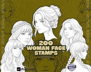 200 Female Face Stamps for Procreate | Woman Face Brush Set | Portrait Sketch Faces - Etsy Canada