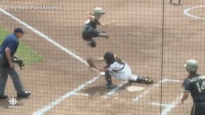 332K views · 1.9K shares | A U.S. Army softball player jumped OVER the catcher to score. It may not be the first time Kasey McCravey’s pulled this off. | CBC News | Facebook