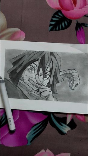 I Sketched Obanai Iguro and Kaburamaru! 🐍🎨​Obanai Iguro Pencil Sketch | The Serpent Hashira Art
