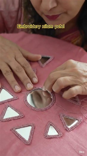 Beautiful mirror work design. #shorts #mirrorwork