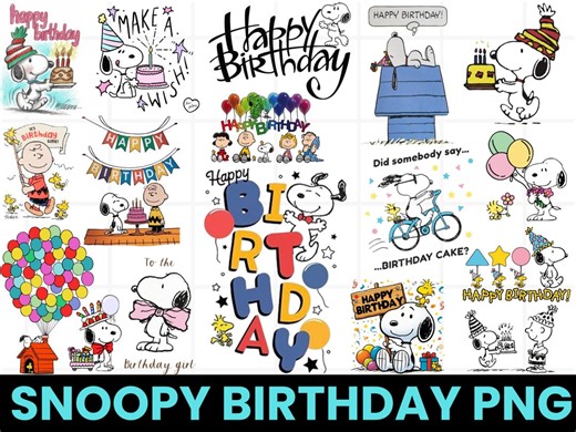 Snoopy Birthday PNG Clipart, Peanuts Cartoon (digital Download) - Etsy