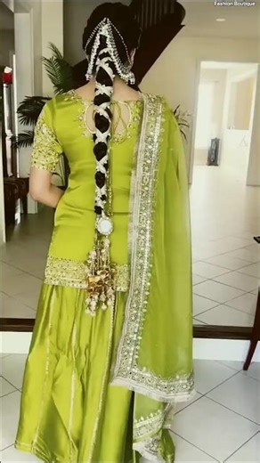 Lime Green Traditional Indian Outfit with Silver Embroidery | Fashion Boutique