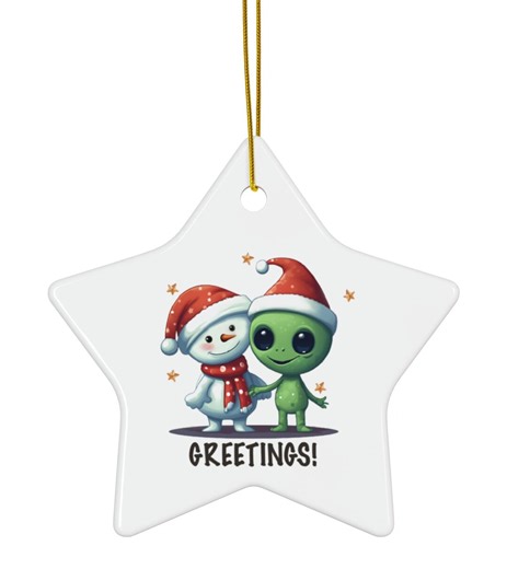 Christmas Alien Ceramic Ornament, Funny Holiday Decor - Etsy