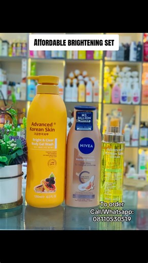 💟Affordable brightening set 🏷️PRICE: 32,910 for all 💟To order, 1.)Kindly send a WhatsApp message to our WhatsApp line below and be patient for response : Call/WhatsApp: 0811 053 0519 Please note: The website is currently unavailable and will be available soon. 💟For any Complaint, call/whatsapp: 08038527246 💟You can as well👇 ◆ Walk in to our store at Rehoboth plaza, 1 Ozuoba road opposite NTA 2nd gate, NTA road, Port Harcourt 💟For whosalers and resellers; Click the link in our bio to join 