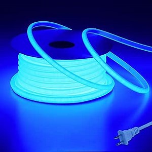 BENLUN AC 110V COB LED Strip Lights Outdoor Waterproof 65.6ft, Blue Super Bright 200W LED Rope Light, IP65 Flexible Cuttable, for Bedroom Garden Commercial House Gaming Room Decor