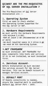 Pre - Requisites of Sql Server Installation | DBA Interview Question 2