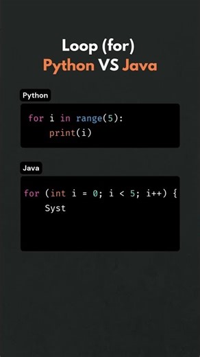 for loop in Python VS Java #python #code #shorts