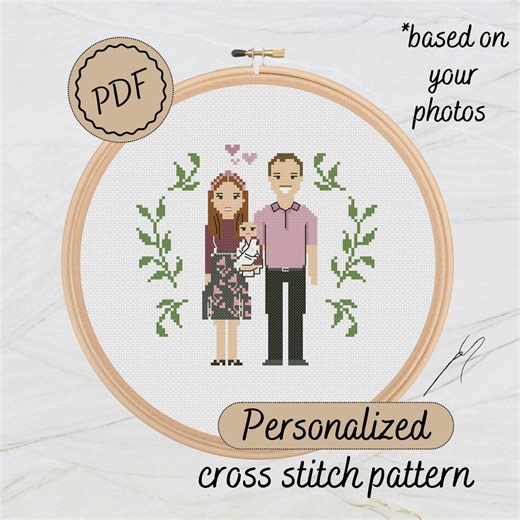 Custom Family Cross Stitch Pattern PDF - Personalized 10 Year Anniversary Gift for Mom - Etsy