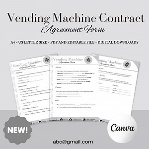 Vending Machine Contract Agreement | Editable Contract | Vending Machine Location Agreement | Vending Machine Business Contract | Canva - Etsy
