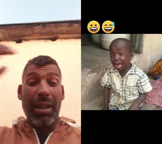 Humorous Duo: Adult and Child Split-Screen Interaction