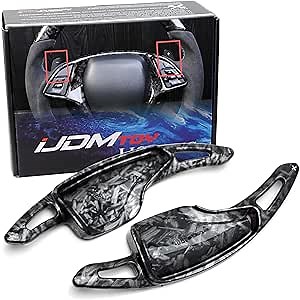 iJDMTOY Forged Caron Fiber Pattern Style Larger Paddle Shifter Extensions Compatible with Chevrolet 2014-2019 C7 Corvette, 2016-up Gen6 Camaro