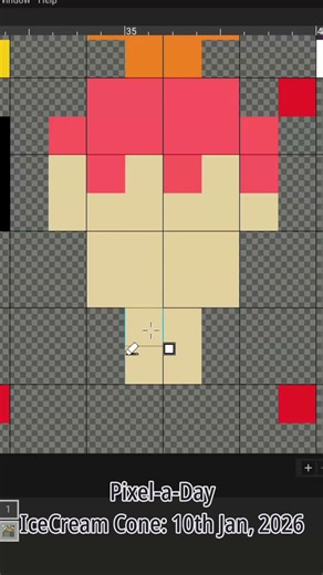 Newbie Pixel Art: IceCream Cone (93rd Pixel-a-Day) 8x8 | 10th Jan, 2025 #pixelart #pixelorama