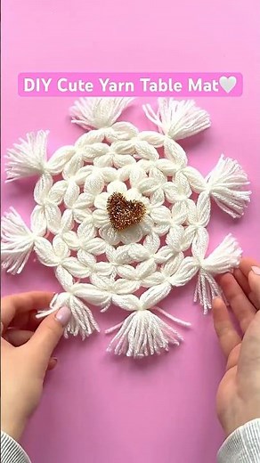 DIY Cute Yarn Table Mat🤍 Easy Home Decor Craft #diy #easydiy #aesthetic #craft #tablemat