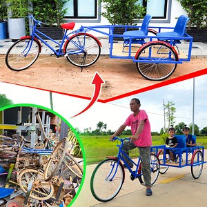 4.5M views · 47K reactions | He Turns Thrown away Bicycle to a Caravan Taking his Kids to School Everyday | Random Crafts | Facebook