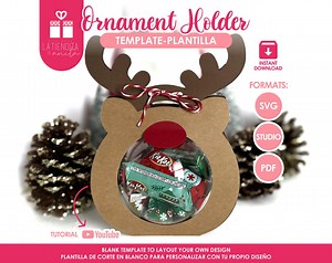 Reindeer Ornament Holder Template, Bauble Holder SVG, DIY Christmas Gift, Holiday Decor - Etsy
