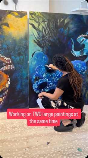 What’s better than working on one large painting? How about TWO? It’s easier than you’d think! . . . #artistoninstagram #artprocess #paintingideas | Milan Art Institute