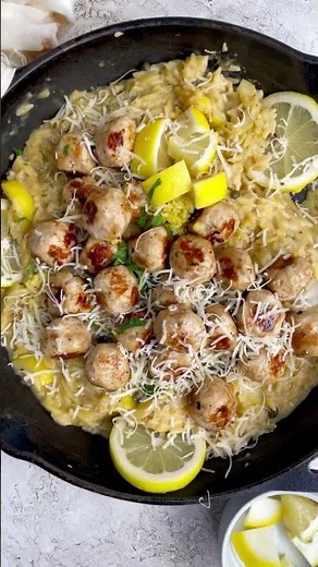 Chicken Piccata Meatballs + Orzo