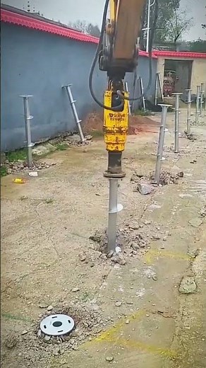 Efficient Screw Pile Installation for Foundation Construction #shorts