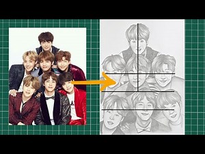 BTS Group Drawing | How to draw - step by step || Pencil Sketch Tutorial for Beginners