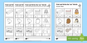 Find and Write the ear Words Differentiated Worksheet Pack