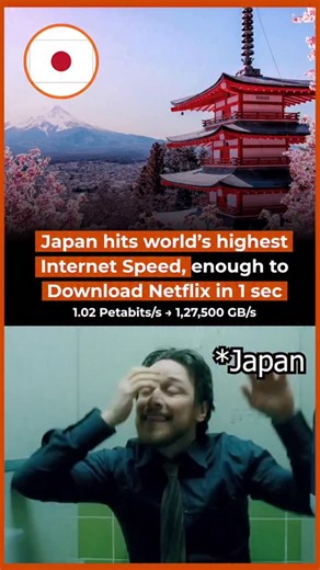 The Unmute Media on Instagram: "🚀 Japan Sets a New World Record: Fastest Internet Speed Ever — 1.02 Petabits per Second! Japan has officially achieved the fastest internet speed in human history — an astonishing 1.02 petabits per second. At this speed, it would be possible to download entire streaming libraries in just seconds, marking a massive leap forward in fiber-optic and communication technology. This breakthrough sets a new global benchmark and could reshape the future of: • High-speed c