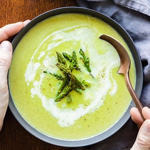 RECIPE >> https://greenhealthycooking.com/creamy-asparagus-soup/ Warm up from the inside out with this Creamy Asparagus Soup. It contains a secret ingredient that makes this soup unbelievably good! | Green Healthy Cooking