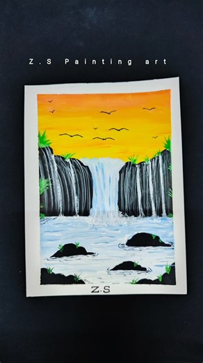 easy painting for beginners | easy waterfall painting | waterfall painting