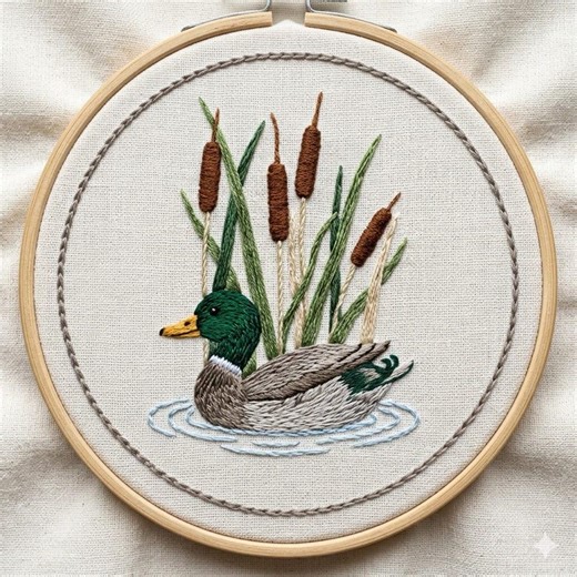 Mallard Duck Hand Embroidery Pattern, Botanical Duck Embroidery Design PDF, Instant Download - Etsy