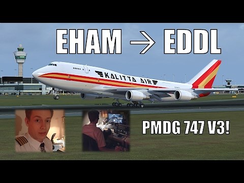 ✈️👨‍✈️ VATSIM Full Flight: NEW PMDG 747 V3 - Amsterdam to Düsseldorf! FULL ATC! [P3D] [2017]