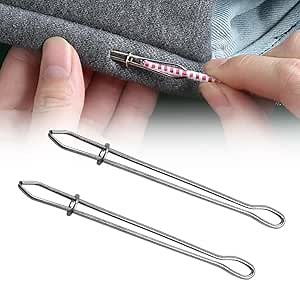 DIY Rope Threader Clip, 2024 New Drawstring Threader Tool Set, Sewing Loop Turner Hooks Metal Drawstring Threader with Tweezer Sewing Tool for Drawstring Replacement for Hoodies, Shorts, Pants(2PCS)