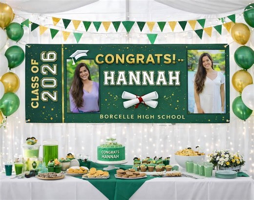Personalized Graduation Banner With Photo, Class of 2026 Banner, Custom Graduation Banner, Senior Grad Party Banner, Congrats Grad Banner - Etsy