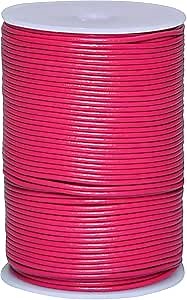 Round Genuine Leather String Cord, Rope for Jewelry Making, Necklaces, Bracelets, Kumihimo Braiding, Wraps, Crafts and Hobby Projects (Pink, 2.0 MM)