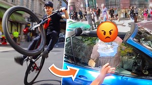 Angry driver confronts wheelies in busy streets