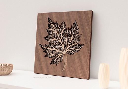 Maple Leaf – 3D Laser Cut Wall Art SVG | Intricate Botanical Leaf Design | Fall Decor Mandala Style | Cricut & CNC File for Laser Cutting - Etsy