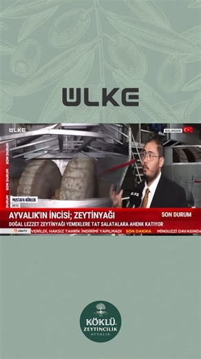 3.9K views · 31 reactions | Köklü Zeytincilik Yönetim Kurulu Başkanı Mustafa Kürlek, Ülke TV’de yayınlanan “Öğle Ajansı” programında, Ayvalık zeytinyağı ve üretimi hakkında bilgilendirmelerde bulundu. #KöklüZeytincilik #zeytinyağı #üretim | Ayvalık Köklü Zeytincilik | Facebook